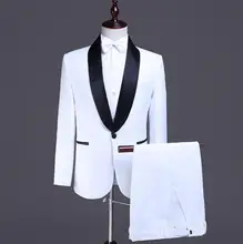 Blazer men groom suit set with pants mens wedding suits costume singer star style dance stage clothing formal dress white pyjtrl men five piece set europe style court marshal clothing groom wedding red mens suits party stage singer costume