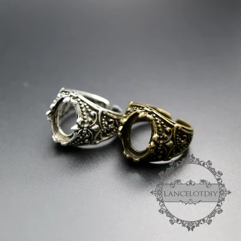 

10x14mm setting oval bezel vintage antiqued silver,bronze brass fluer de lis flower adjustable ring 1210013