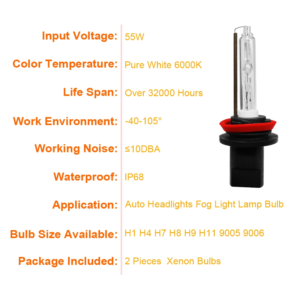 Roadsun 6000K 55W 8000Lm H1 H7 H8 H9 H11 H4 9005 9006 HB4 AC HID ксеноновая лампа для автомобильных фар