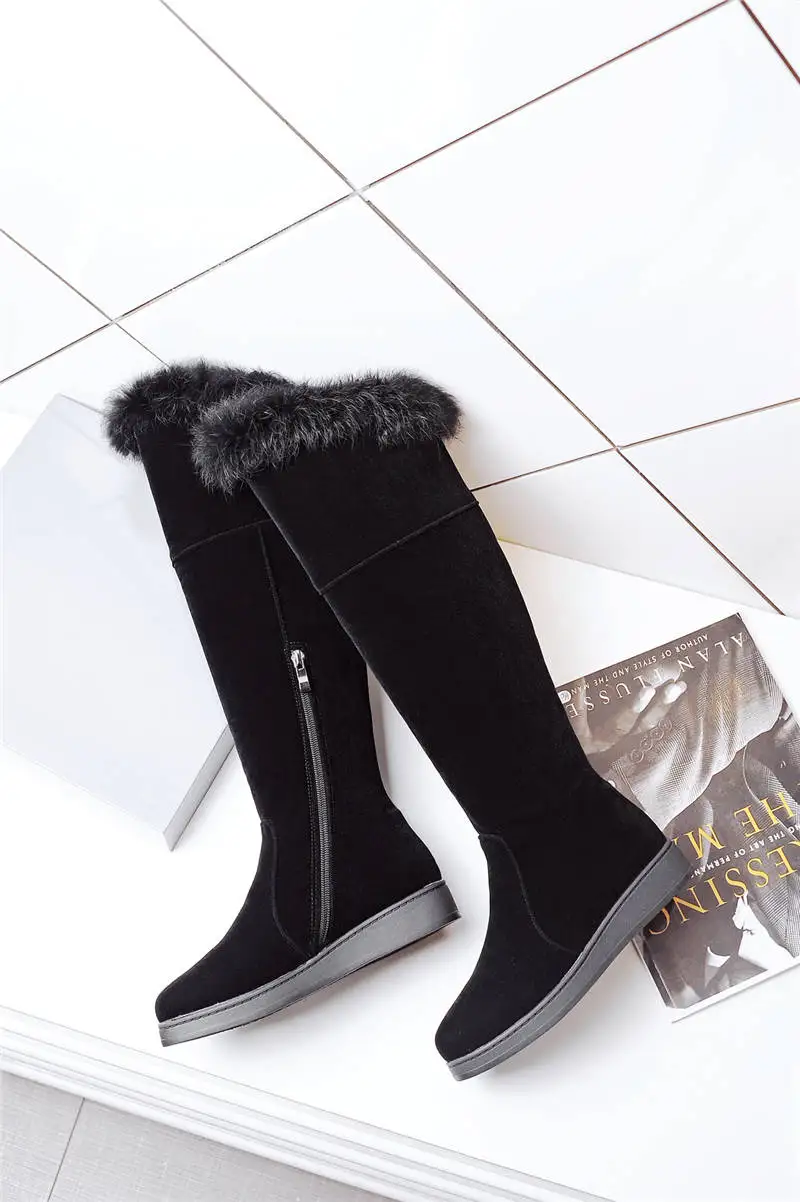 MORAZORA/ г. Сапоги до колена, большие размеры 34-45 женские простые теплые зимние сапоги на молнии модная женская обувь с круглым носком