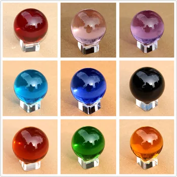 

Fancy Beautiful Balls 40mm 8 pcs Mixed Color Crystal Ball K9 Glass Feng Shui Sphere With Remove Stand Home Decoration