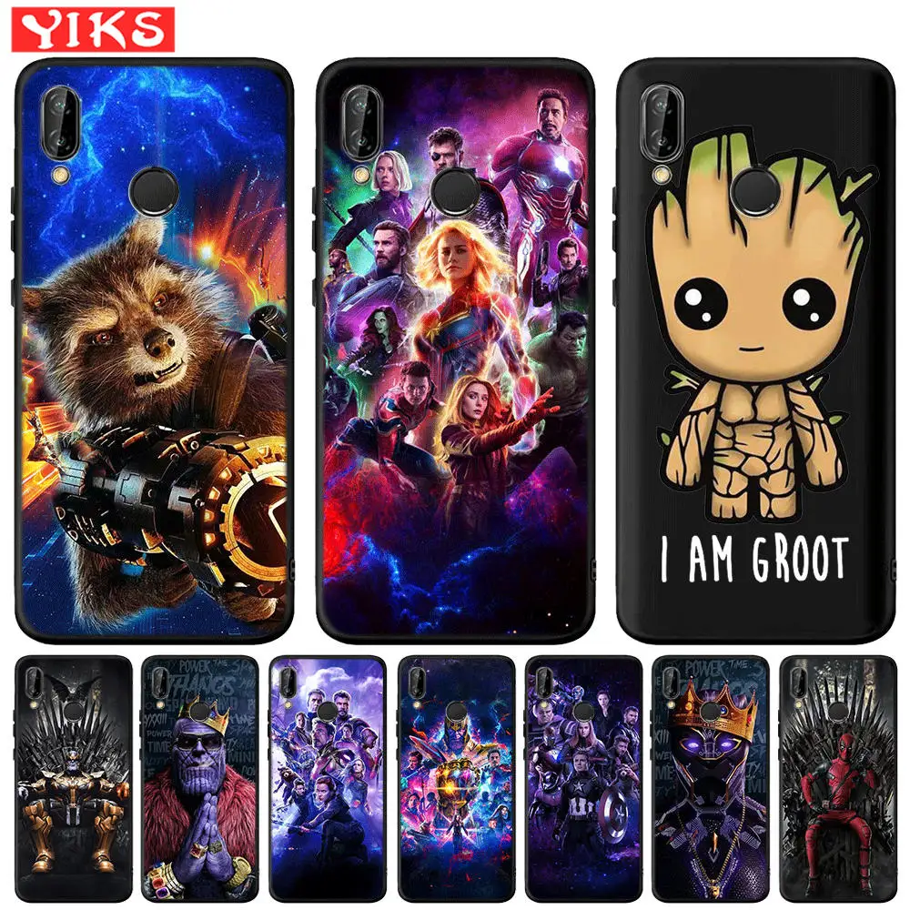 

Cute Groot Marvel Avengers Hero Case For Huawei Mate 20 10 P30 P20 P10 P9 P8 Lite Pro 2017 P Smart 2019 Black TPU Cover Etui