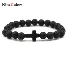 8 мм черный lava вулканического камня изысканные модные мужские и женские модели ручной участке браслет из бисера XL058