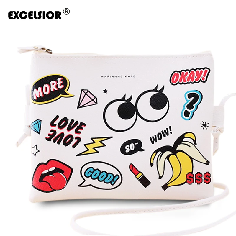 اكسلسيور الأزياء الكرتون المطبوعة دقيقة المرأة حقيبة بو الجلود Crossbody حقيبة كتف السيدات عارضة المحافظ براثن الفتيات يد اكسلسيور الأزياء الكرتون المطبوعة دقيقة المرأة حقيبة بو الجلود Crossbody حقيبة كتف السيدات عارضة المحافظ براثن الفتيات يد