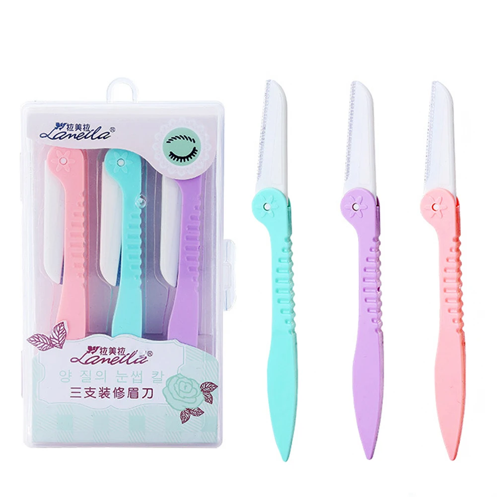

3 Pcs 1 Set Tool Eyebrow Shaper Portable Dermaplaning Safe Painless Professional Facial Hair Remover Trimmer Sharp Makeup Knife