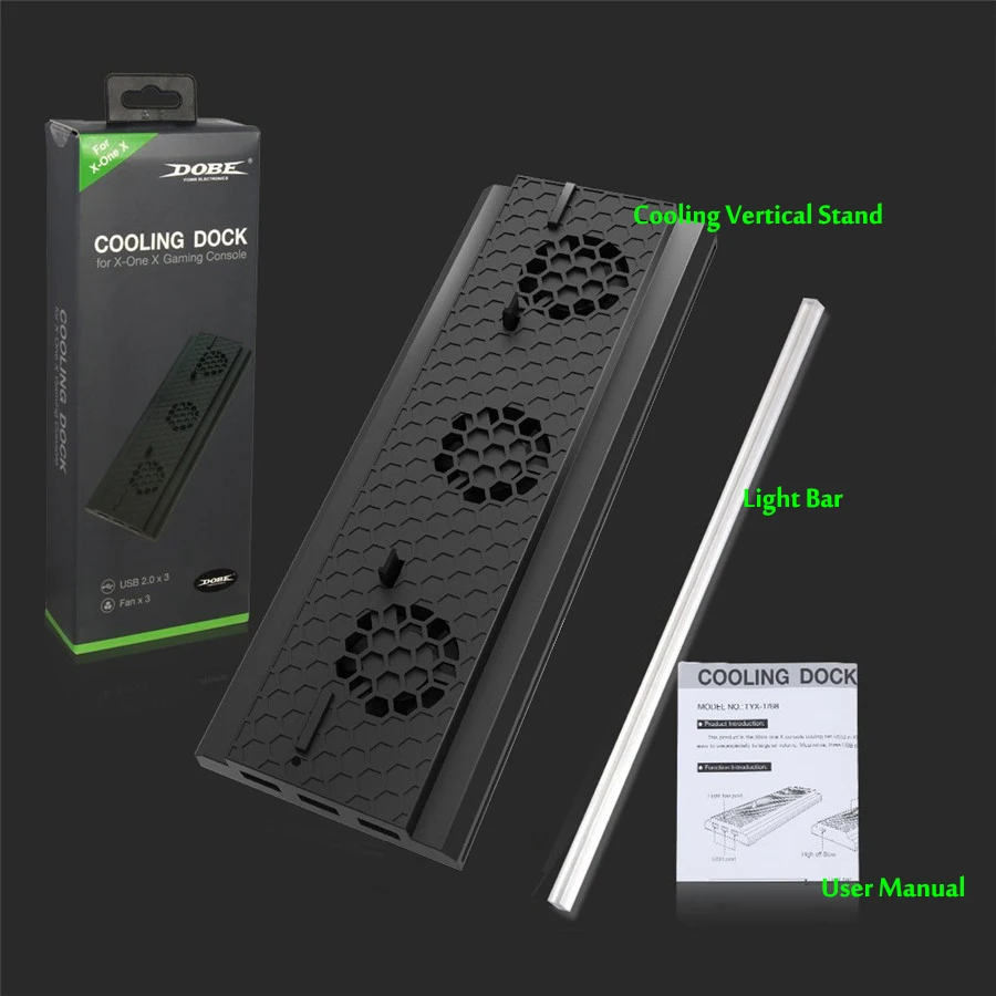 Вертикальная подставка с поддержкой охлаждающего вентилятора для Xbox one X док