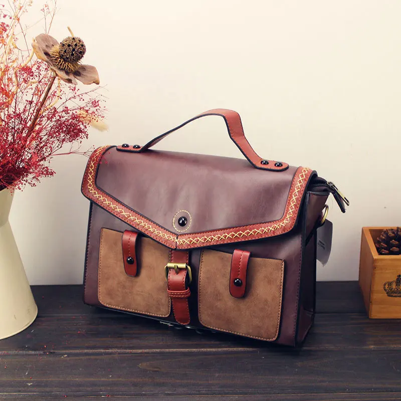

Steampunk british women bags Steam Punk Retro Handbags lady shoulder bag working briefcase pure color