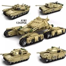 Современный военный основной боевой танк силы 4в1 Мамонт строительный блок T90 Leclerc M1A2 Challenger II кирпич ww2 армейские Фигурки игрушки