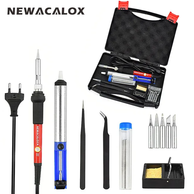 NEWACALOX терморегулятор 60 Вт ЕС 220 В паяльник Комплект паяльная станция коробка для сварочного инструмента распайки насос Утюг Совет припоя провода