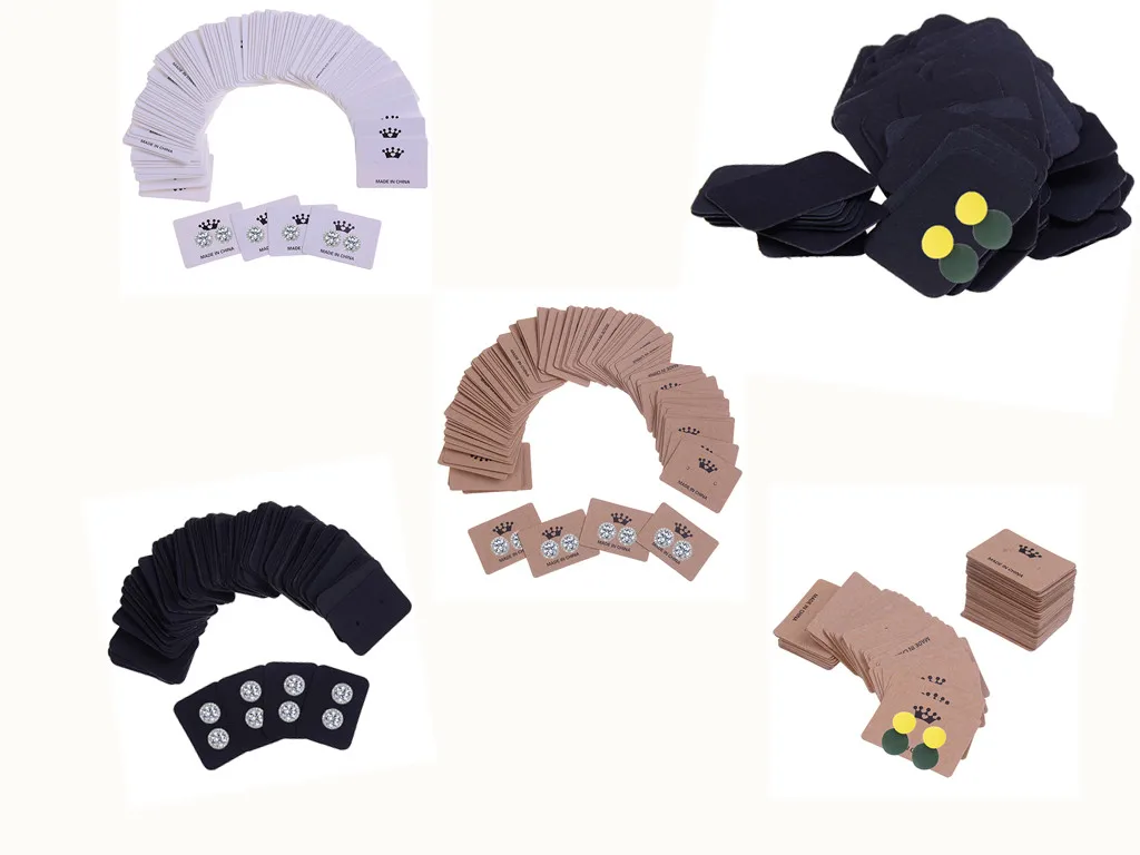 

100Pcs Paper Cute Stud Earring Hangtag Card Custom Logo Cost Extra Jewelry Display Packing Card 3.5*2.5cm Multi Color