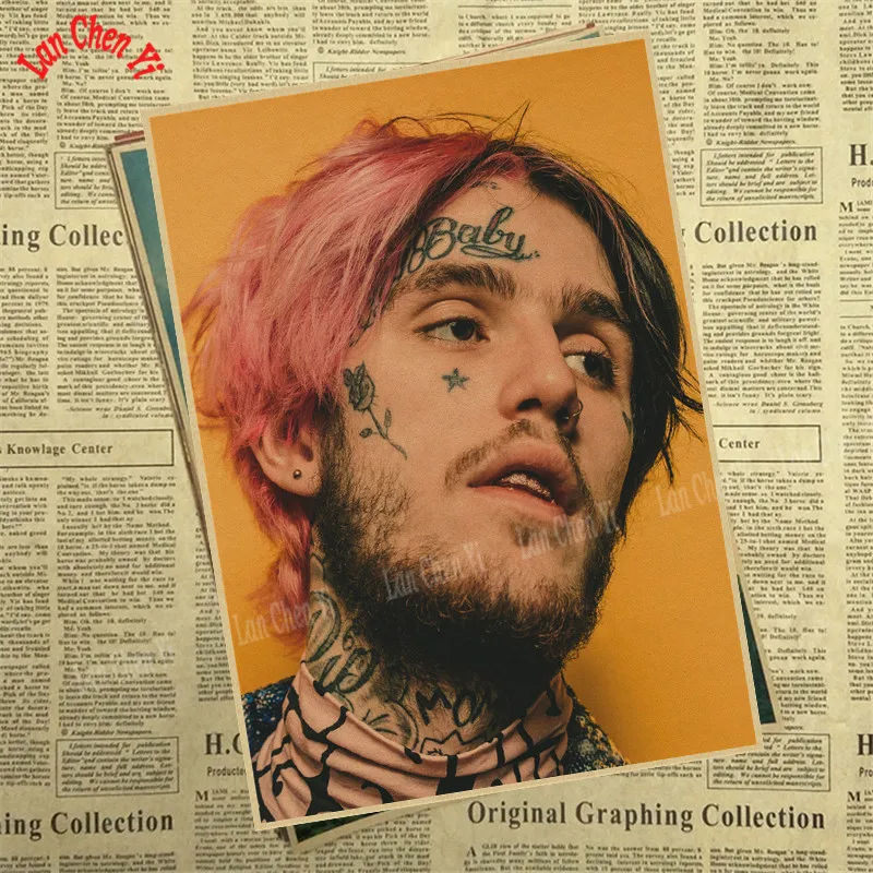 Рэпер Lil Peep крафт-бумага плакат офисный подарок столовая домашний Декор стикер дизайн - Цвет: Темно-серый