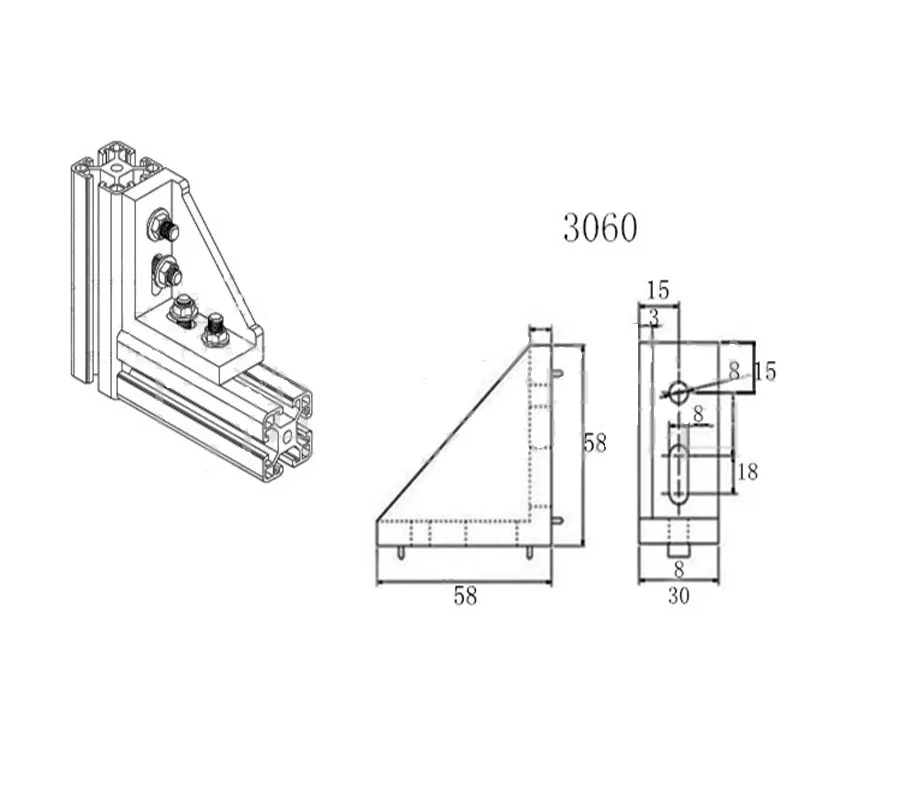Лидер продаж, 5 шт., 3060 угловая установка, угловой алюминиевый соединитель типа L, крепежный кронштейн, подходит для использования 3030, промышленный алюминиевый профиль