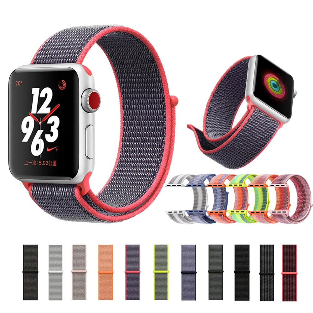 

Sport loop band for apple watch strap 38/42 mm bracelet belt Nylon watchband for iwatch 3/2/1 band Soft lightweight breathable