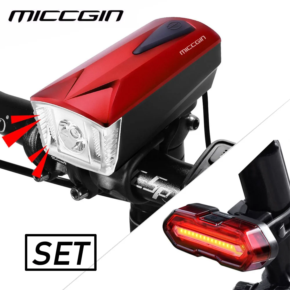 Perfect MICCGIN LED Bike Light Front Remote Horn Rear COB  Bicycle Light Set Lantern For Bicycle Cycle Bell Flashlight USB Rechargeable 0