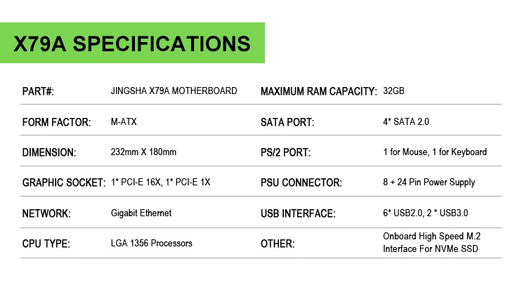 JINGSHA X79 LGA 1356 motherboard support REG ECC server memory and LGA1356 xeon E5 processor