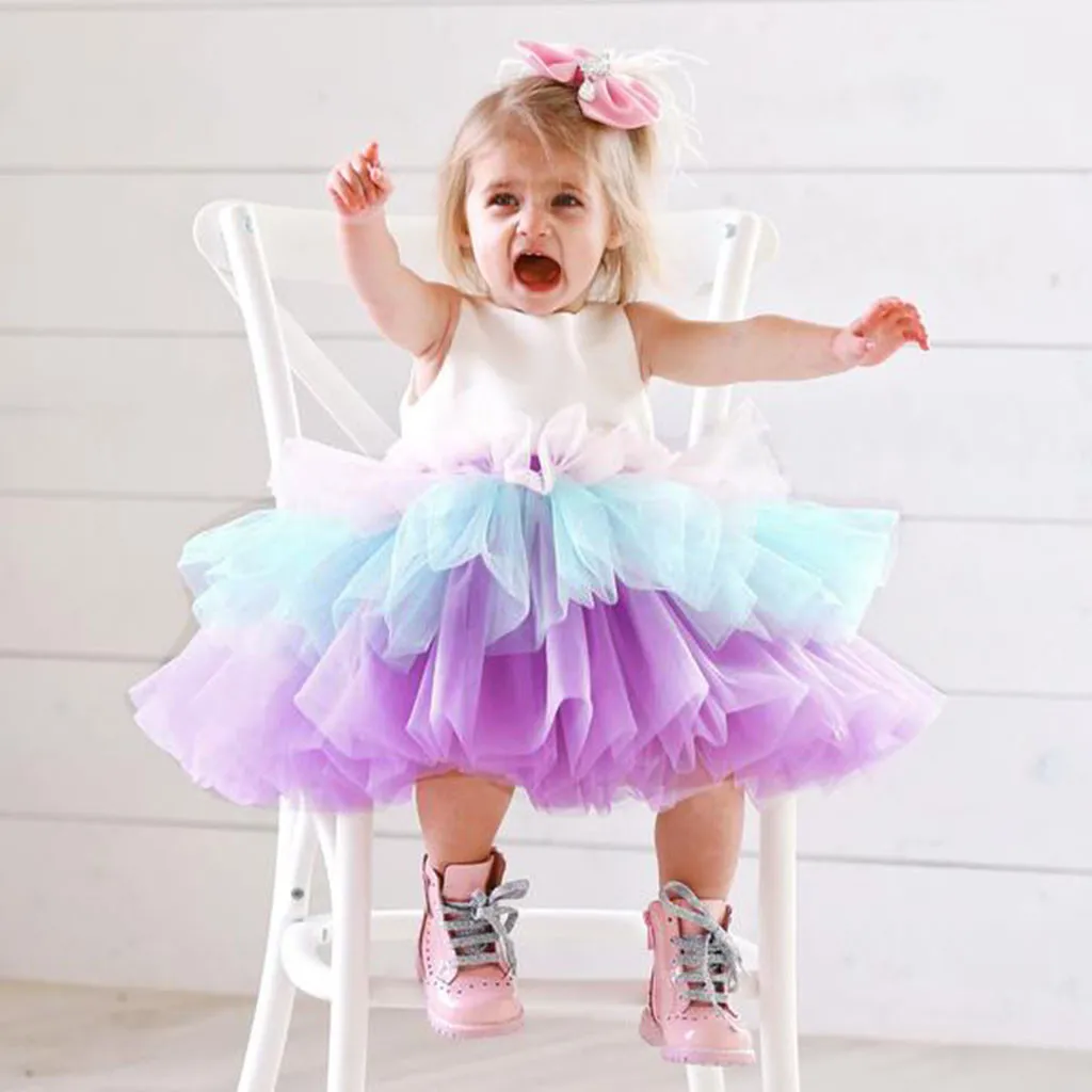 

Toddler Kids Baby Girls Sleeveless Tulle Princess Party Pageant Wedding Dresses Drop Shipping