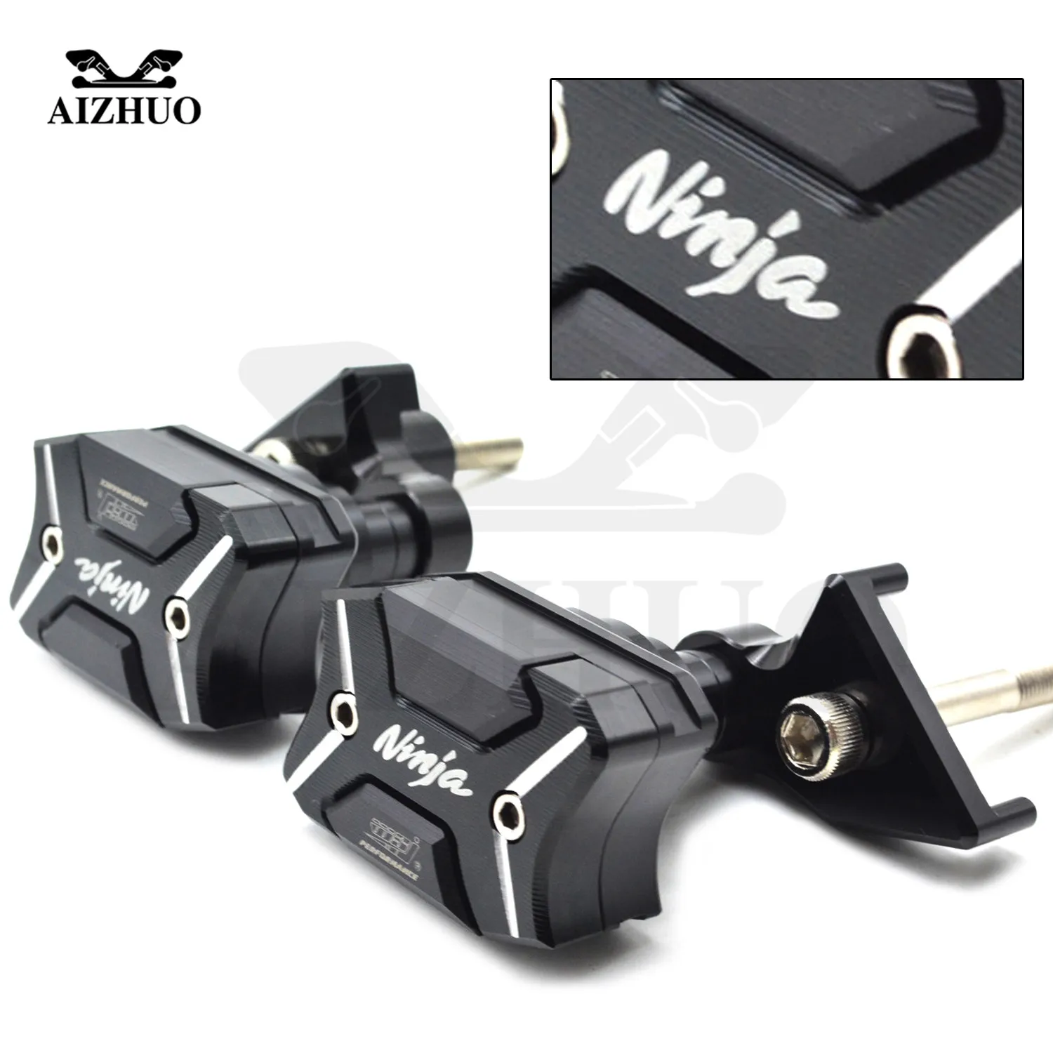For Kawasaki Ninja ZX10R 2011 2012 2013 CNC Motorcycle Frame Crash Pads Engine Case Sliders Protector Engine Guard NINJA LOGO
