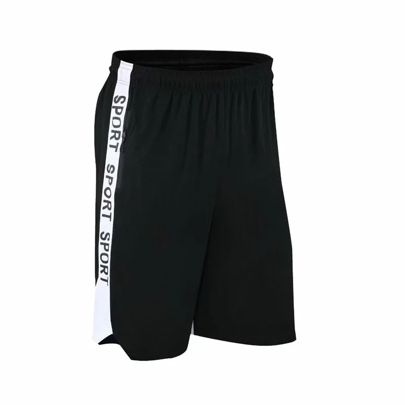Дышащие тренировочные плотные баскетбольные шорты для мужчин пляжные спортивные шорты для мужчин с карманом на молнии для бега фитнес быстросохнущие шорты набор - Цвет: Black