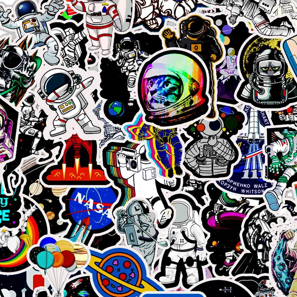 50PCS Outer Space Stickers Toys for Children Alien UFO Astronaut Rocket Ship Planet Sticker to Scrapbooking Skateboard Laptop