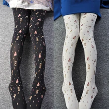 Милые колготки в стиле Лолиты для принцессы; Японские Оригинальные милые песочные часы для девочек; бархатные колготки с принтом; LKW56