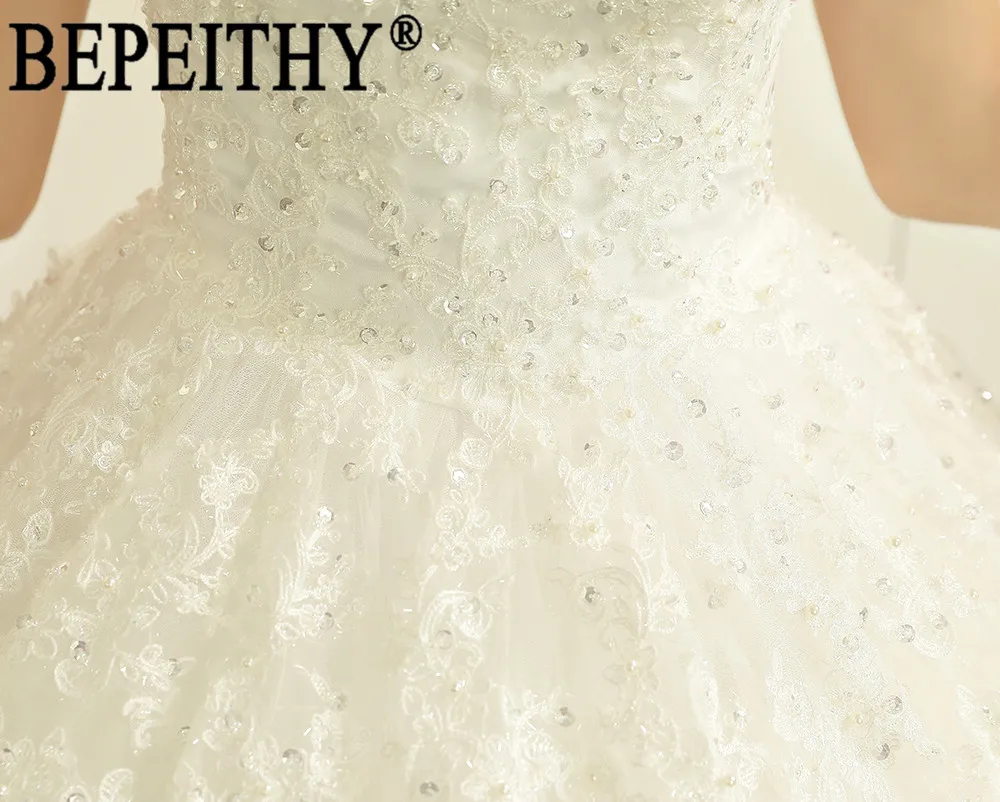 BEPEITHY Vestido de noiva элегантные кружева бусины с круглым вырезом элегантный длинный шлейф свадебное платье 2019 новое поступление