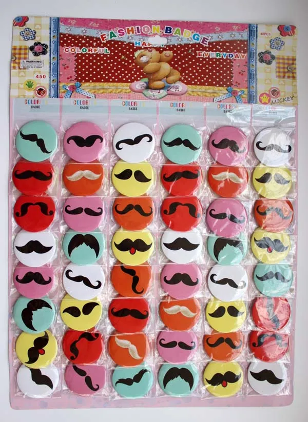 

Lot 48pcs cartoon mustach logo Buttons Brooches 45mm Round Badge Gift