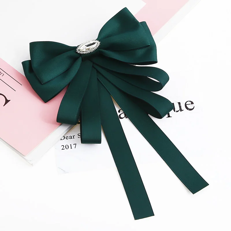

crystal Vintage Fabric Bow Brooches for Women Neck Tie Imported Material Wedding Party High Quality Clothing Accessories-285