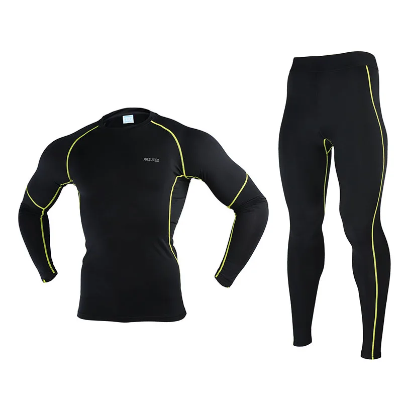 Billig ARSUXEO Männer der Winter Thermische Warme Up Fleece Compression Radfahren Basis Schichten Shirts Tights Lauf Sets Jersey Sport Anzüge N56