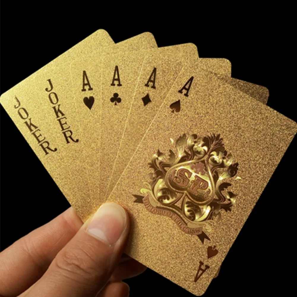 Новый золотой Водонепроницаемый Дизайн игральных карт прочный Применение золото Фольга покер игральные карты best подарок азартные игры