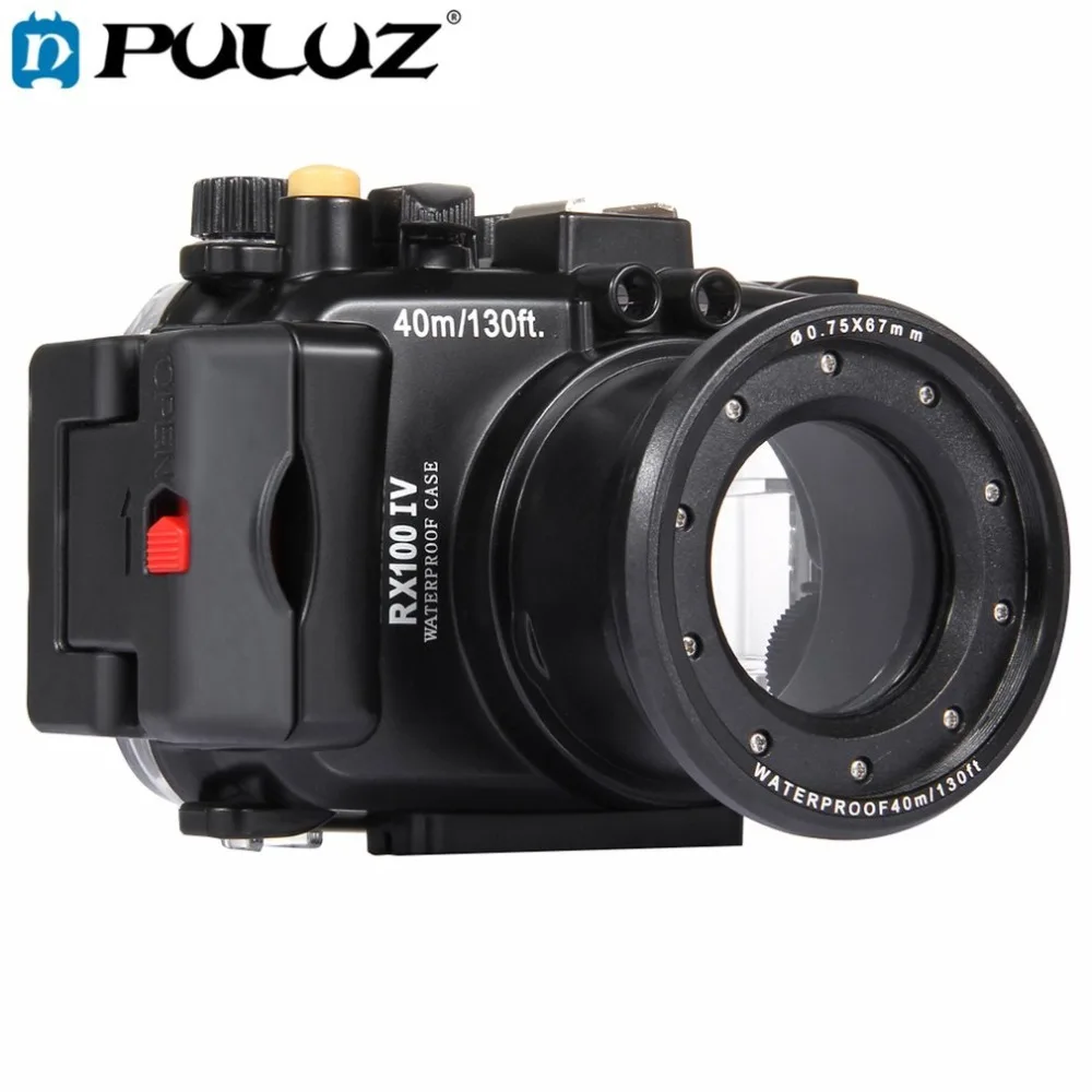 

PULUZ 40m Underwater Depth Diving Case Waterproof Camera Housing for Sony RX100 IV Black Lightweight Protective Cover