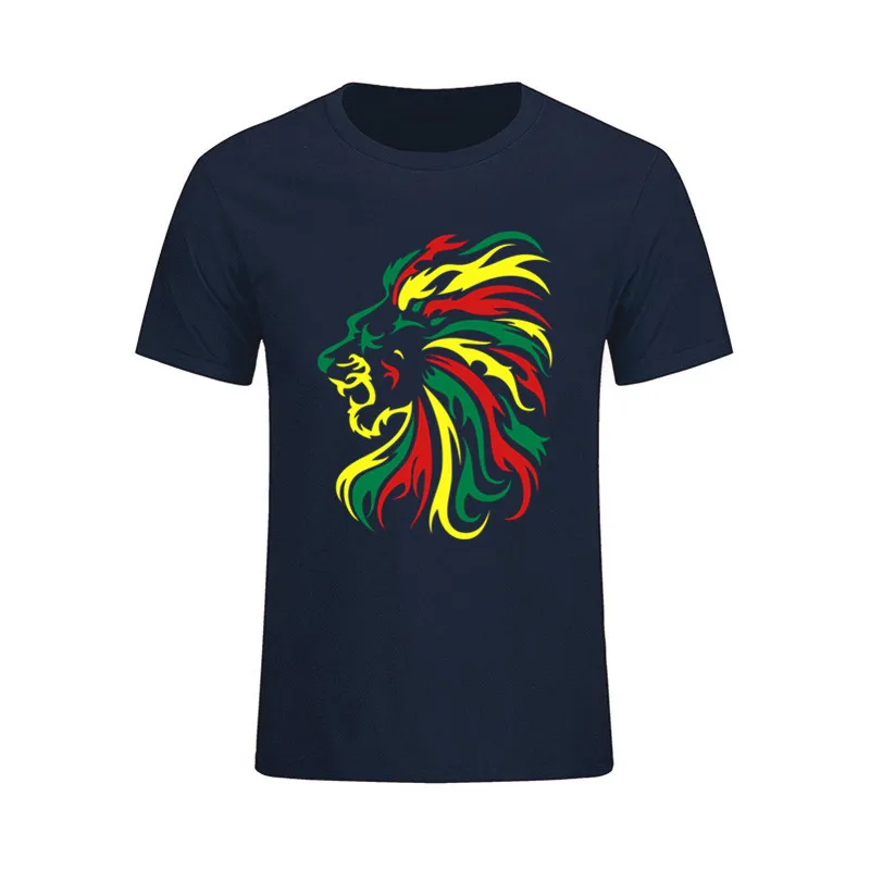 

New Summer Style Reggae lion Tribal T Shirt Men 100% cotton short sleeve Printed Men's T-shirt Brand Plus Size male tshirt krop