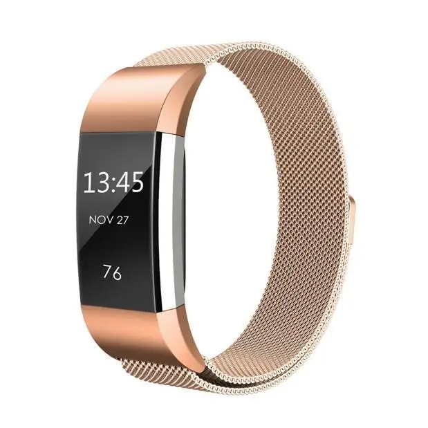 KINGBEIKE Magnetic Milanese Loop Watchband For Fitbit Charge 2 Wrist strap Men Woman Stainless Steel Wrist Bracelet strap