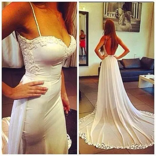 backless chiffon wedding dress