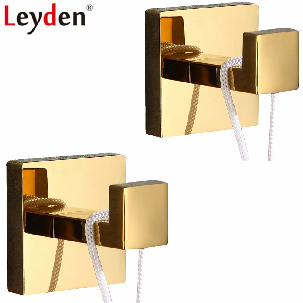

Leyden 304 Stainless Steel Golden Finish 2 Robe Hooks Set Wall Mounted Clothes Hat Towel Hooks 2pcs Bathroom Accessories