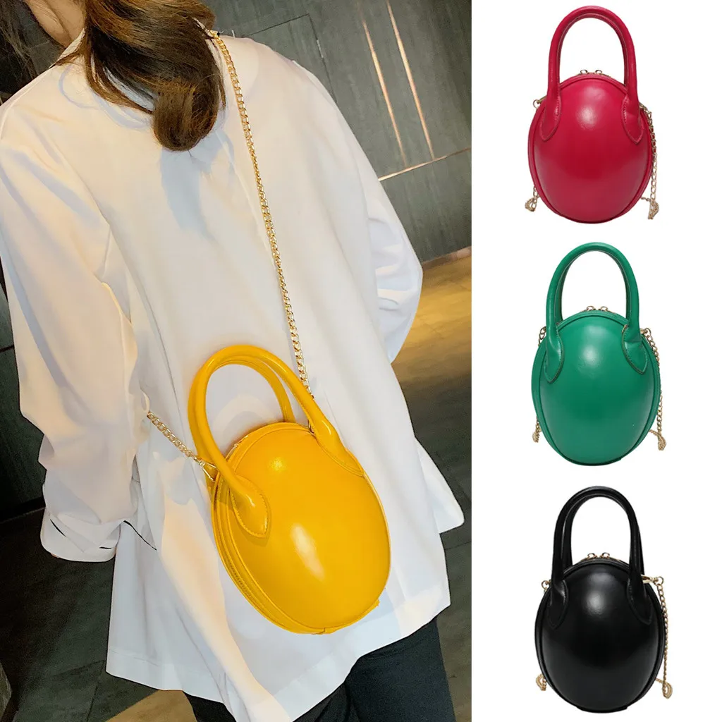 

Bags For Women 2019 Fashion Dinosaur Egg Shape Crossbody Bag Leather Handbag Shoulder Bag Chain Pack Messenger Bags bolso mujer