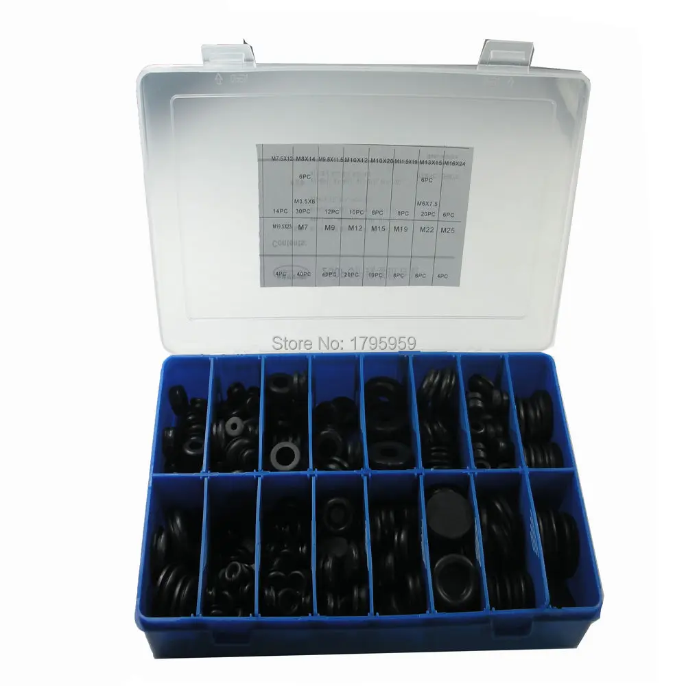 

250pcs Rubber Grommet Hole Plug Gasket Firewall Electrical Wire Fastener Assortment Set
