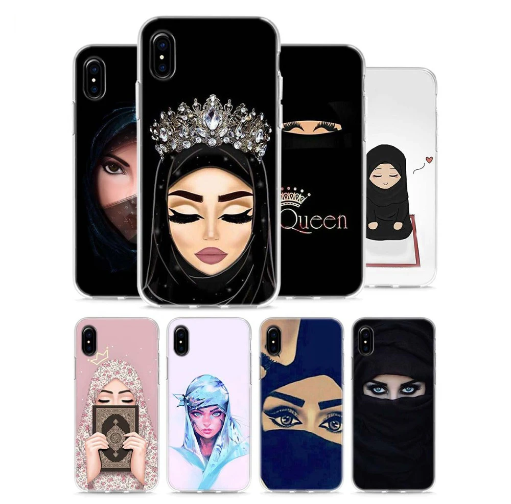 

Hijab Beautiful Muslim women Soft TPU Phone Cases for Apple iPhone X 8 7 6 6s Plus 5 5S SE X XR XS MAX Soft case cover