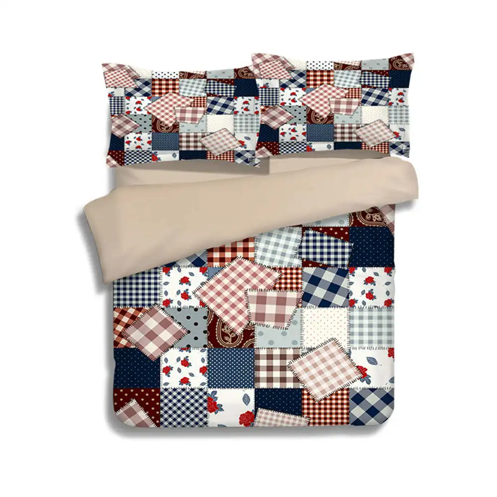 

patch fabric style Bedding Sets Duvet Covers Sheets Twin Full Queen King Size Woven 3-4 pieces Bright Colored Adult Girls Home