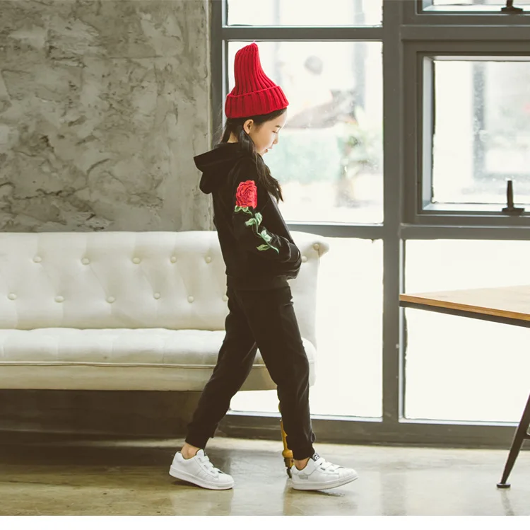 spring autumn winter hooded velour kids girl clothes coats pants sets sports little big girls clothing sets spring autumn 2017 black tops and pants  4 5 6 7 8 9 10 11 12 13 14  years old little big teenage girls set girl 2017 child girl set  (7)