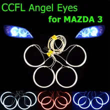 Hippcron 4 шт./компл. с холодным катодом(CCFL) Ангельские глазки для 2004-2008 MAZDA 3 фар гало кольца комплект фара украшение Цвет белый красные, синие