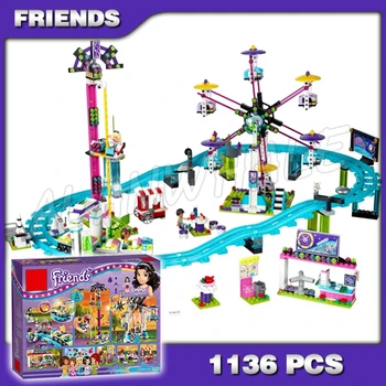 

1136pcs Friends Girls Princess Amusement Park Jet Roller Coaster Ferris wheel 10563 DIY 3D Blocks Toy Gift Compatible with