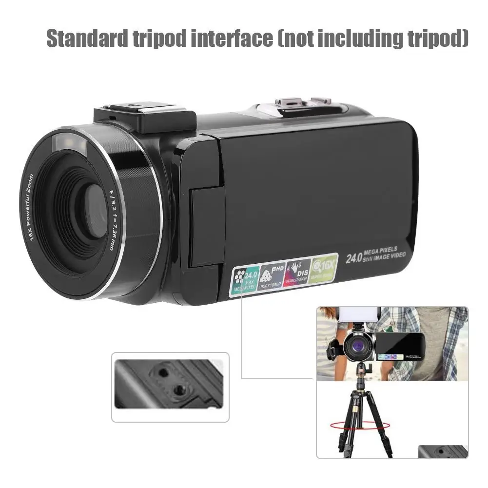 1080 P Мини HD Цифровая видеокамера 24MP 16X зум DV видеокамера lcd сенсорный экран 270 градусов камера для записи видео Горячая