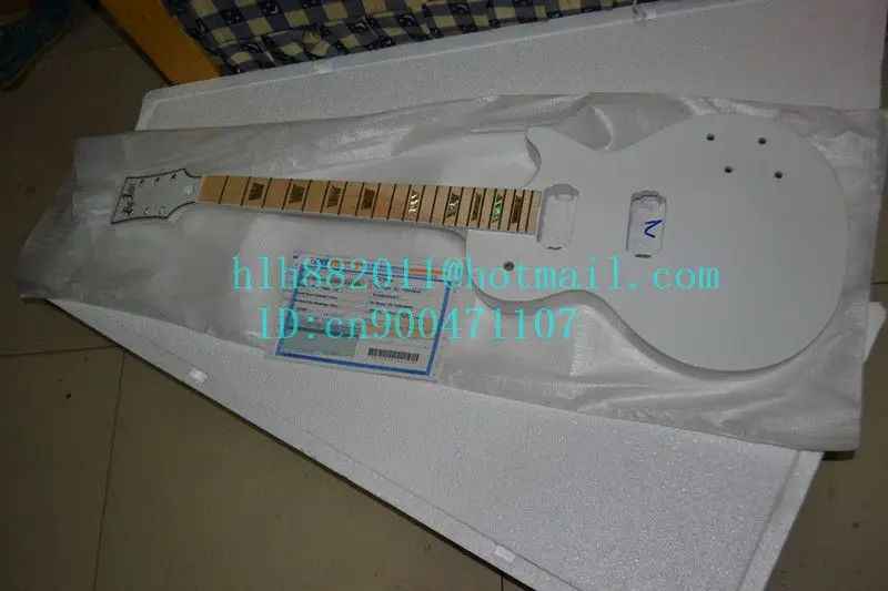 

free shipping new unfinished white electric guitar with color shells fret mahogany body F-1663