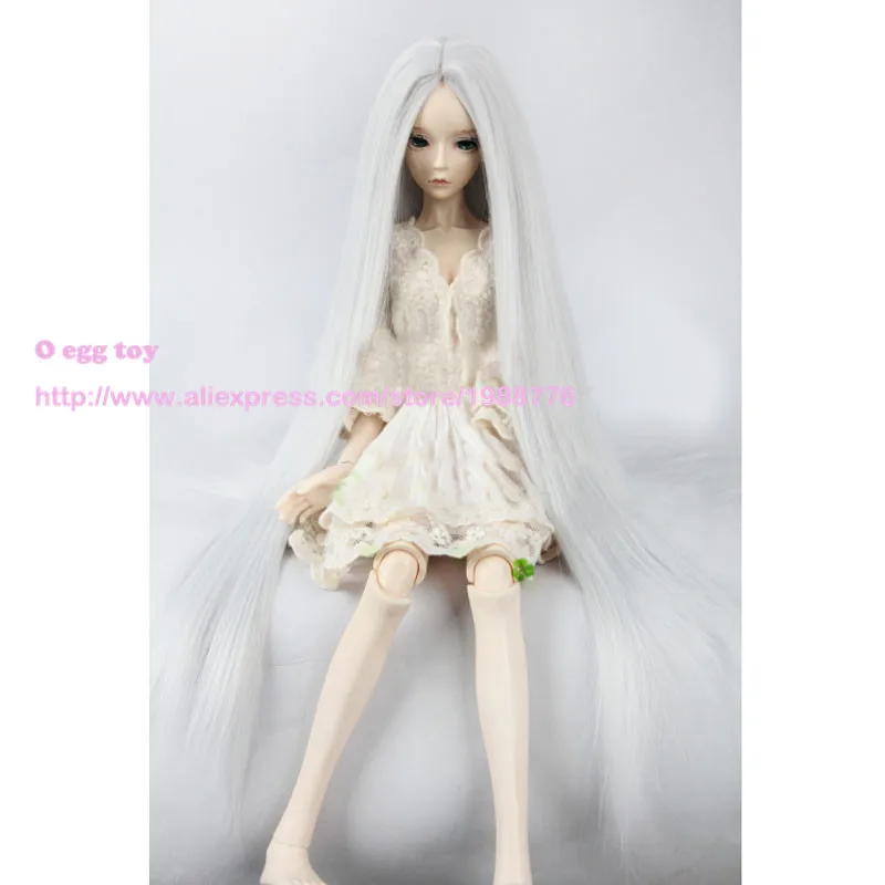 

Bjd sd doll wig Doll hair high temperature wire wig for 1/3 1/4 1/6 long silver grey Straight hair BJD Super Dollfile Hair Wig