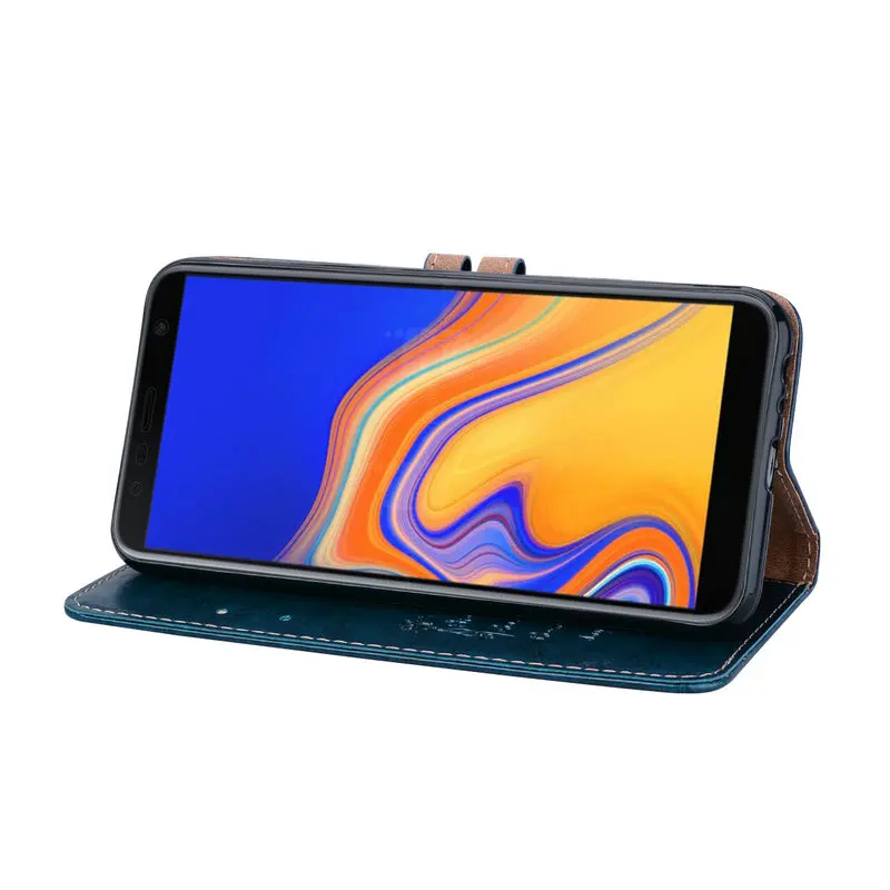 Роскошный кожаный чехол Etui для samsung J4Plus, чехол для samsung J4, чехол J4+ флип-бумажник, деловой чехол для samsung Galaxy J4 Plus