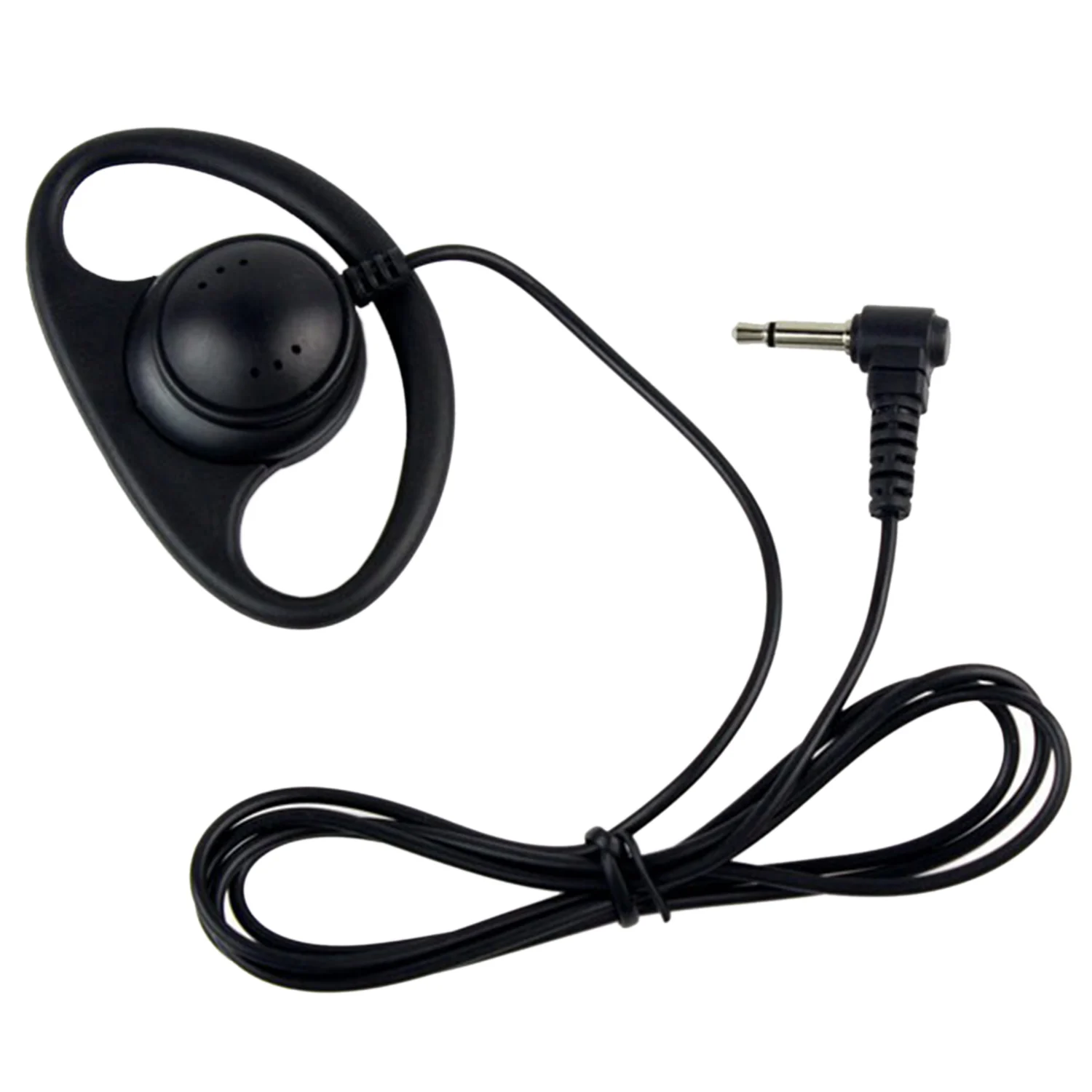 1 Pin 3.5mm Jack D Shape Listen Only Soft Rubber Earpiece Headset for