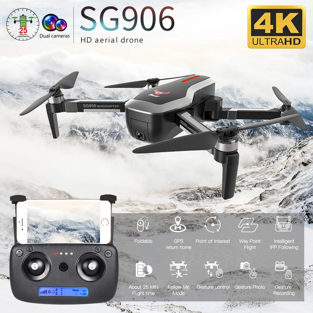  ZLRC Beast SG906 GPS 5G WIFI FPV With 4K Ultra clear Camera Brushless Selfie Foldable Helicopter RC