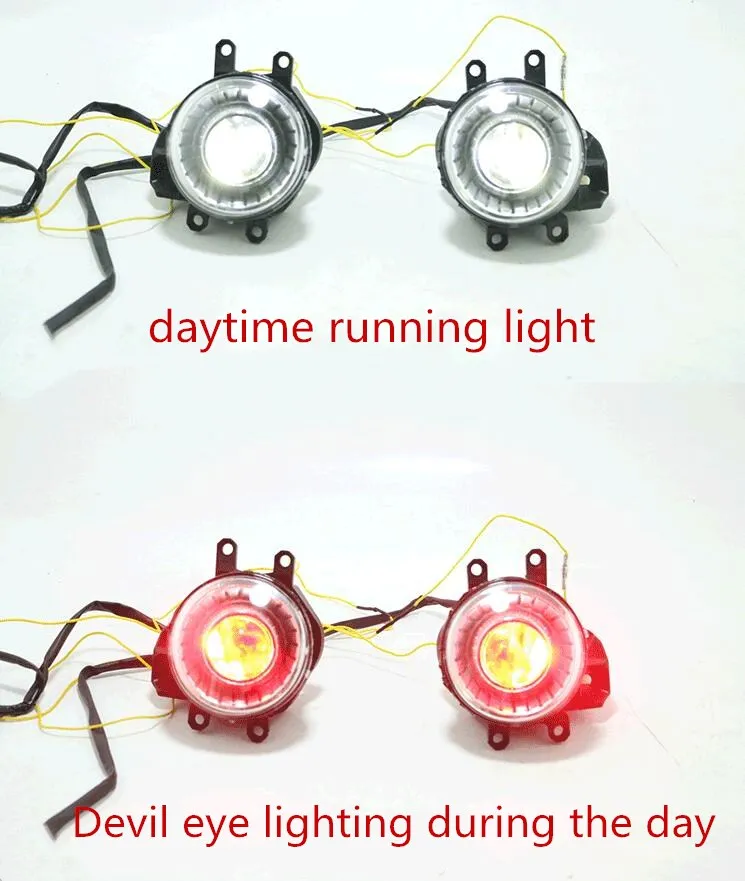 eOsuns COB angel eye led daytime running light DRL+ halo Fog lamp+ Projector Lens+ devil eye for Toyota Prius 2007 2012