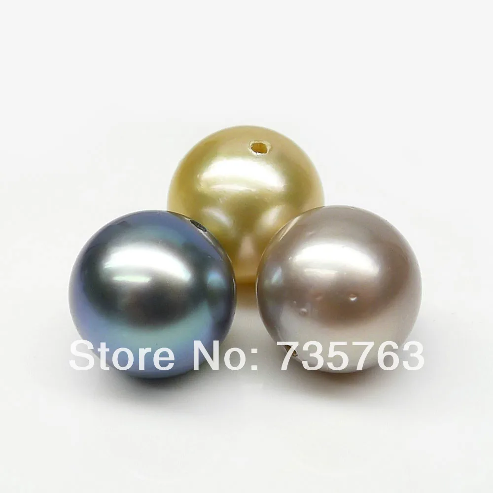 

xiuli 00071 3PS ROUND GOLDEN 10.5-11mm SOUTH SEA PEARL GREEN TAHITIAN PEARL