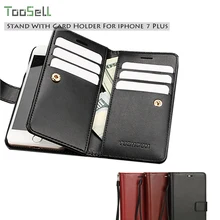 #008 Luxury PU Leather Case For Apple iPhone 7 7Plus Case Flip Stand Wallet Phone Shell Back Cover Stand With Card Holder
